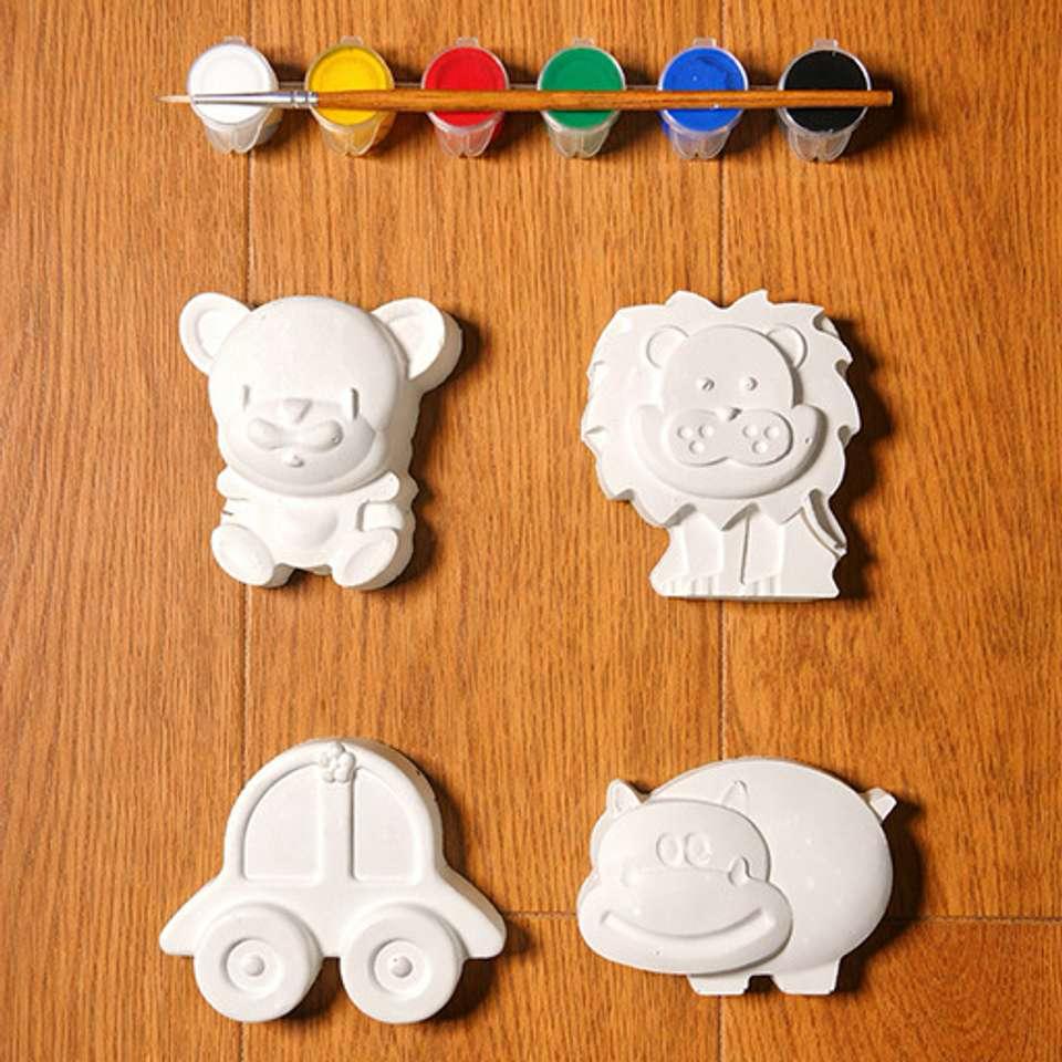 Mini Shapes Paint-Your-Own Kit (Bear, Lion, Car & Hippo)